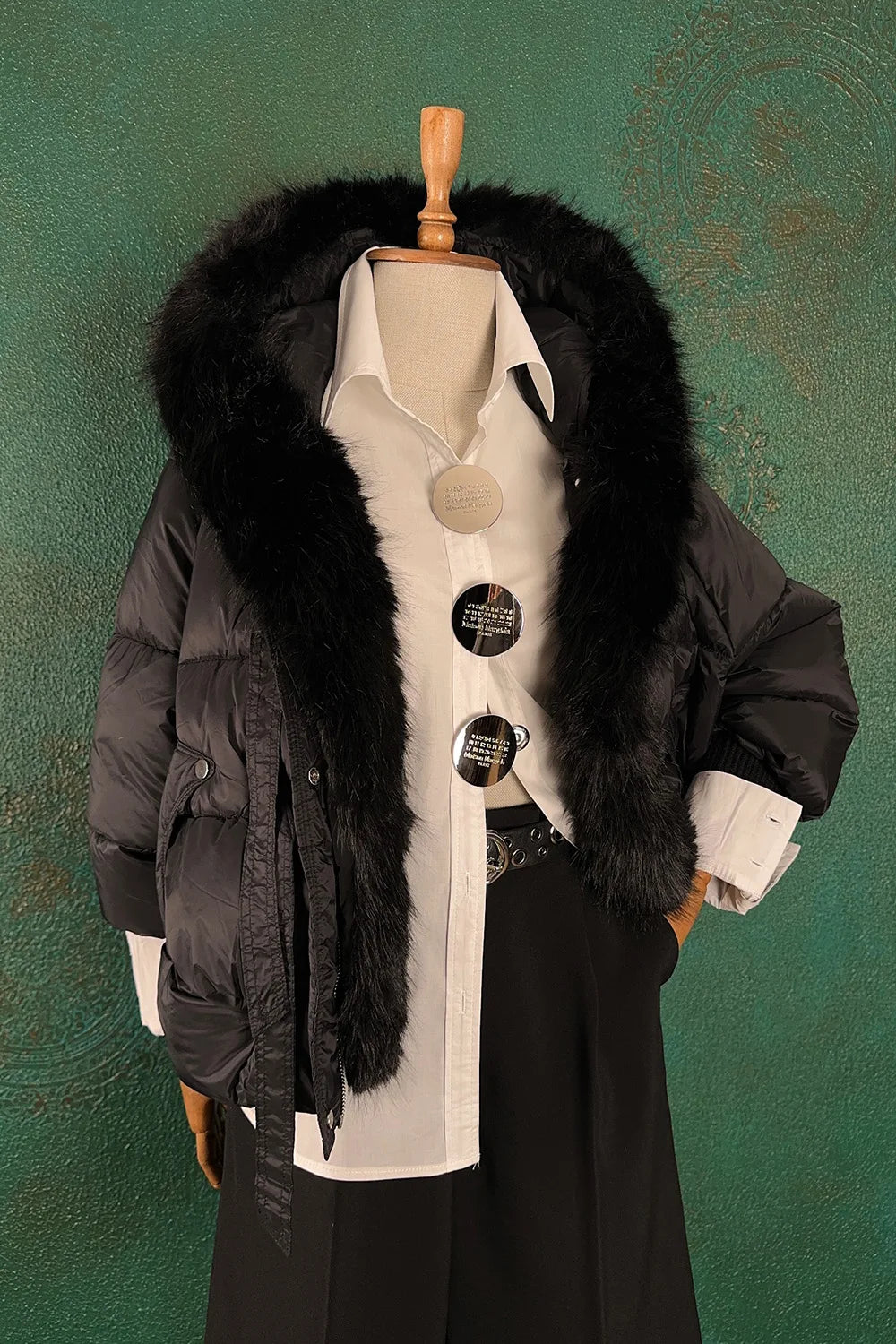 Kürk Yakalı Oversize Mont