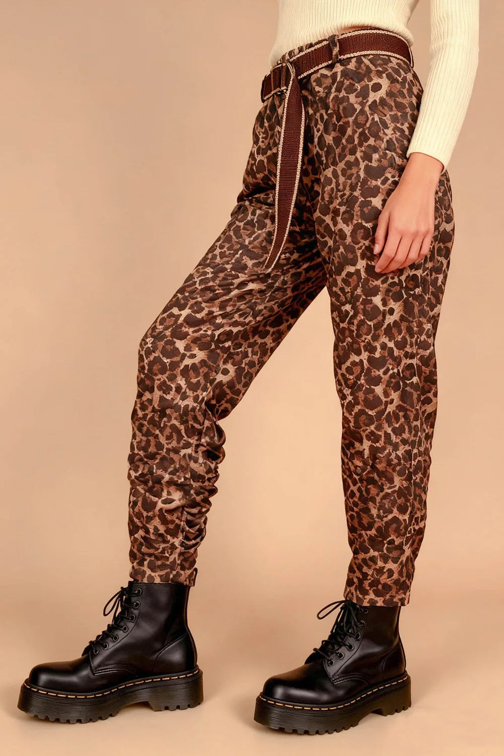 Nubuk Dokulu Leopar Pantolon