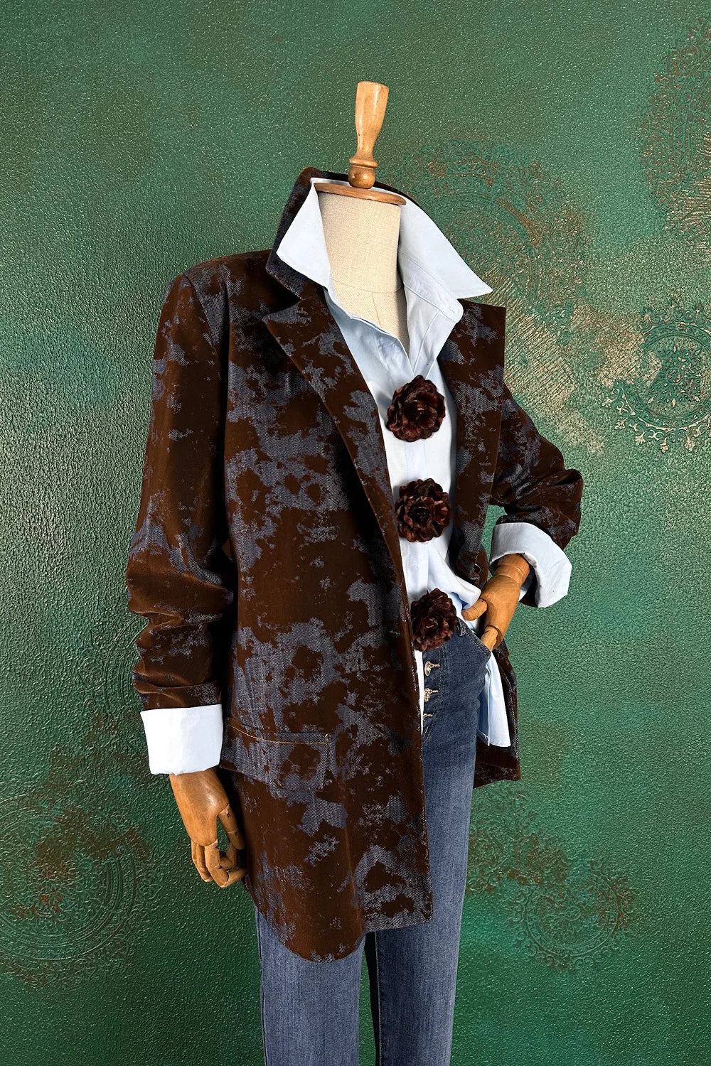 Kadife Gölgeli Blazer Ceket