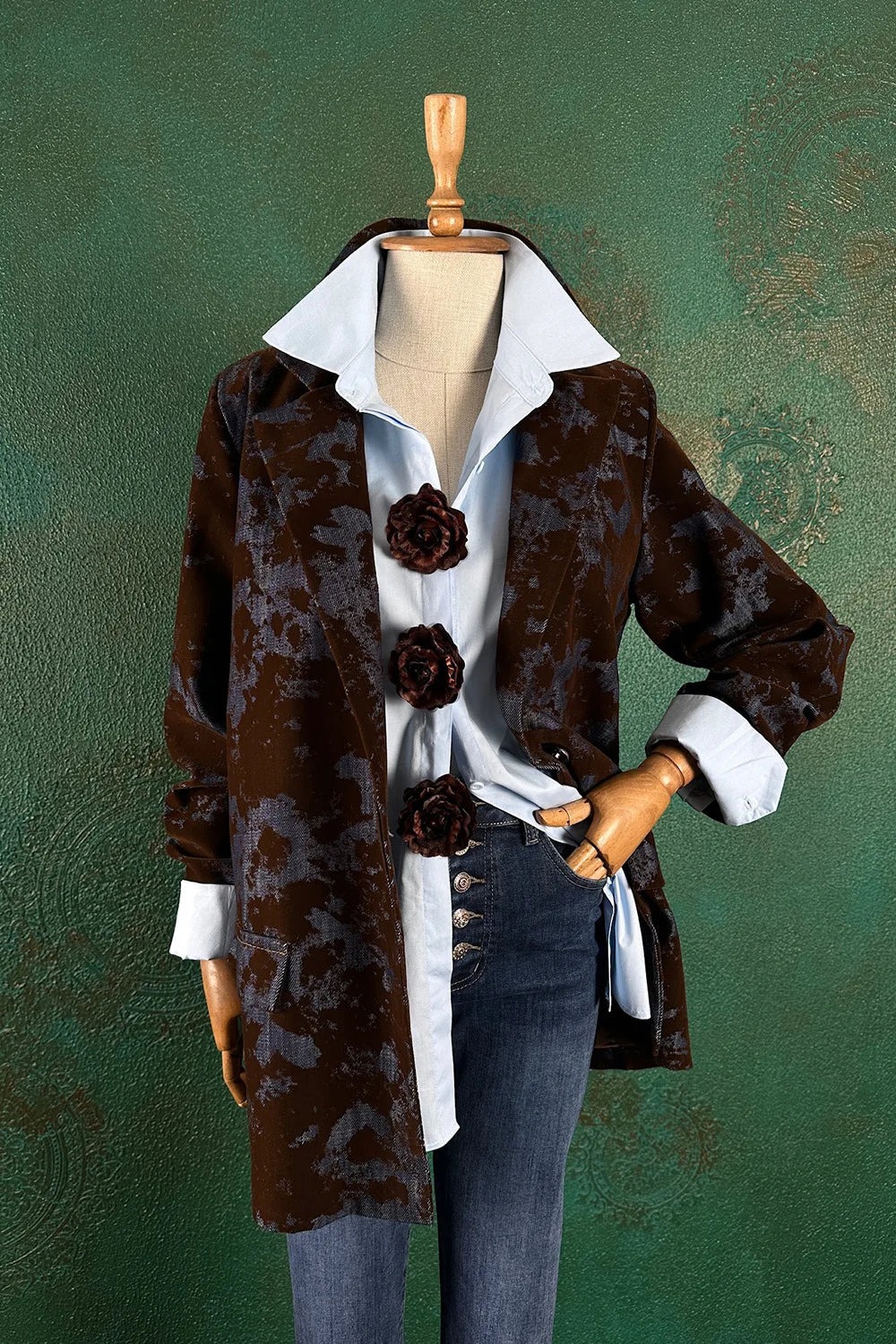 Kadife Gölgeli Blazer Ceket