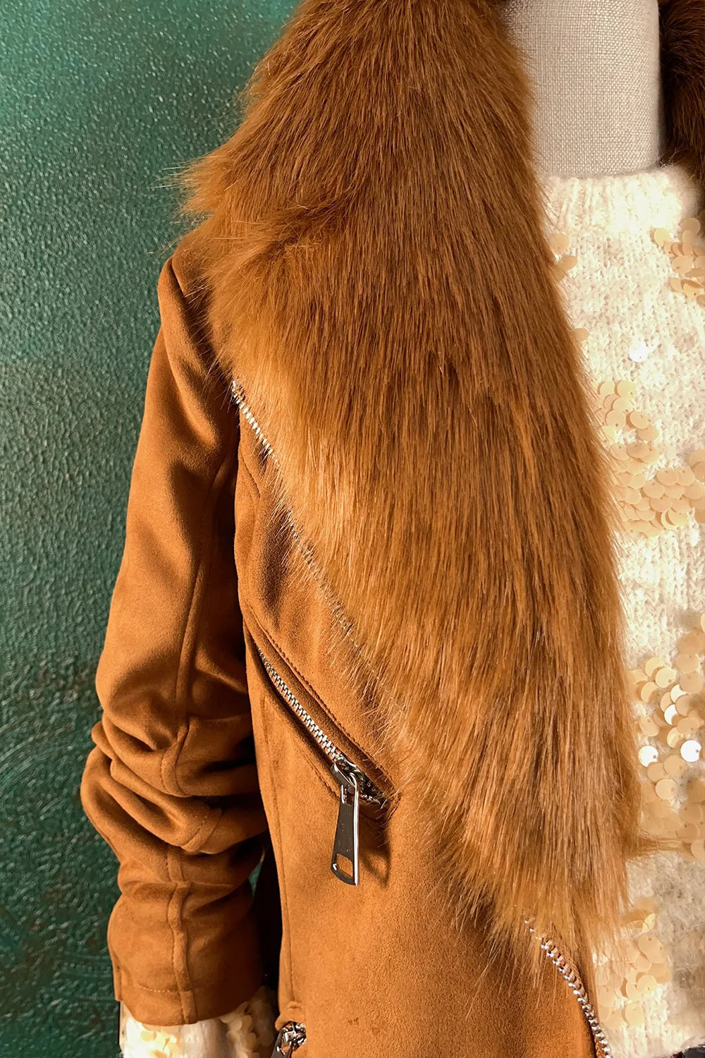 Kürk Detaylı Nubuk Ceket