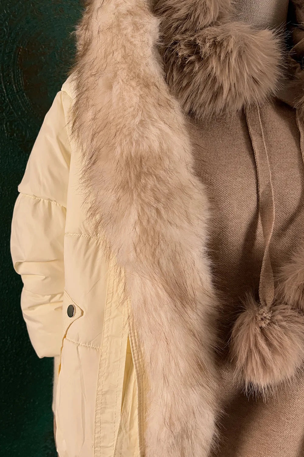 Kürk Yakalı Oversize Mont