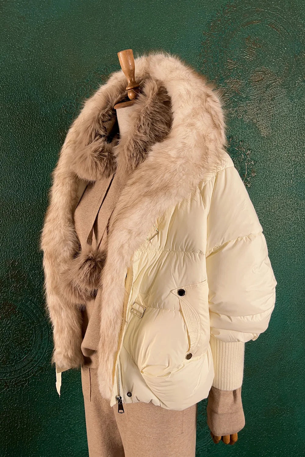 Kürk Yakalı Oversize Mont