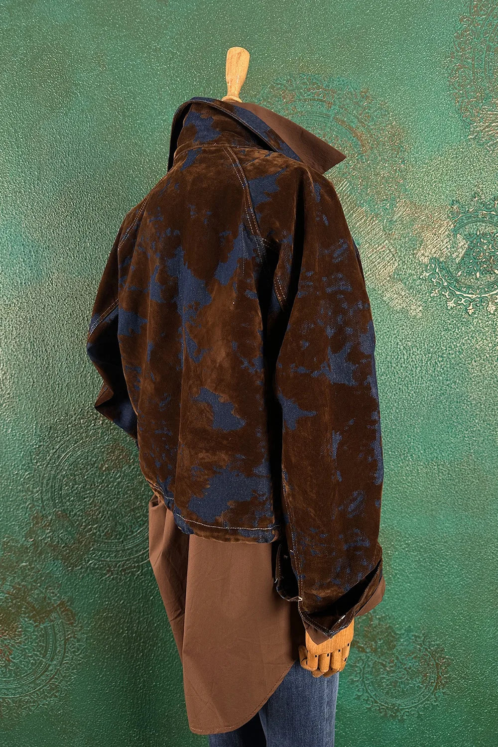 Kadife Gölgeli Kısa Denim Mont