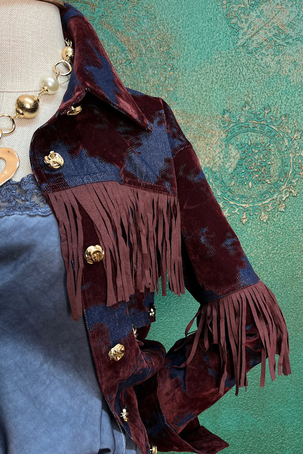 Kadife Gölgeli Püsküllü Ceket