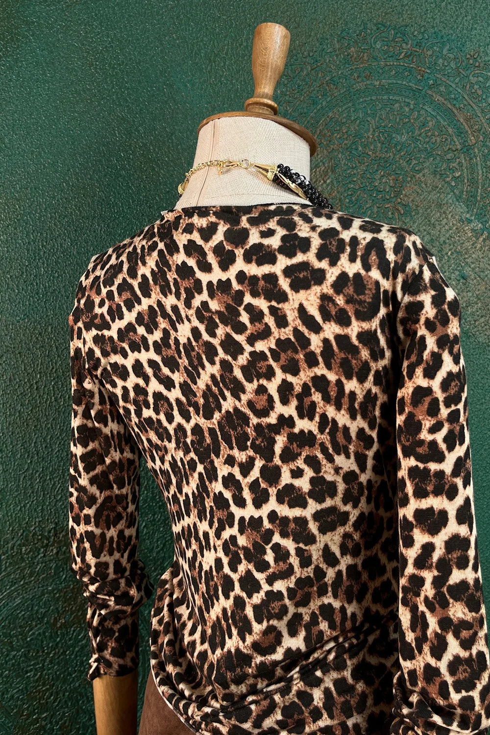 Leopar Desenli Kaşmir Karışımı Bluz