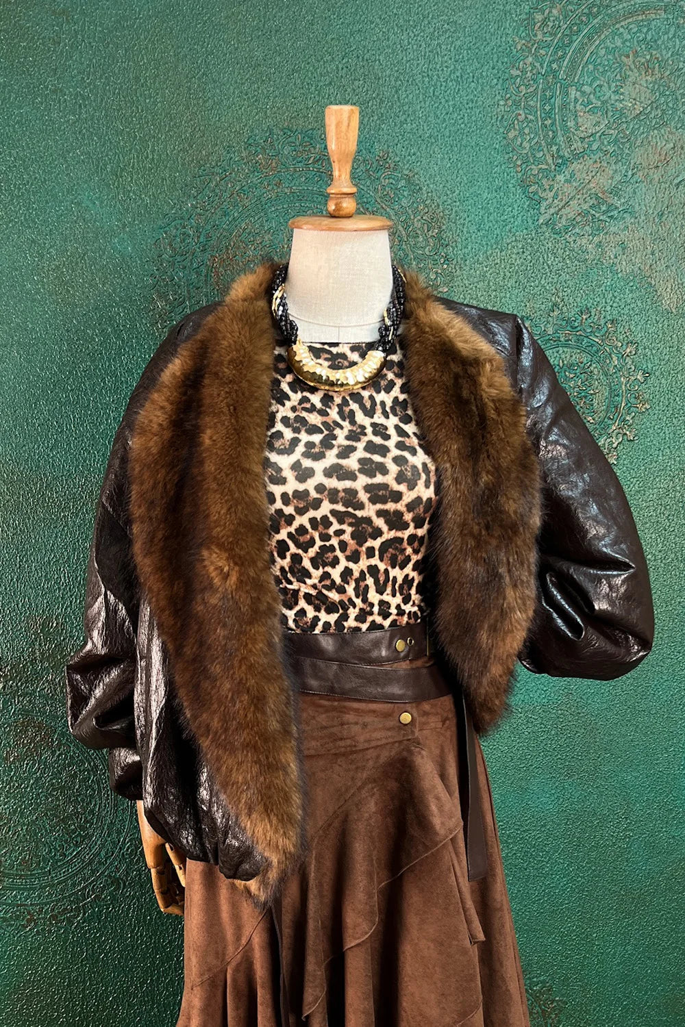 Kürk Yakalı Deri Oversize Mont