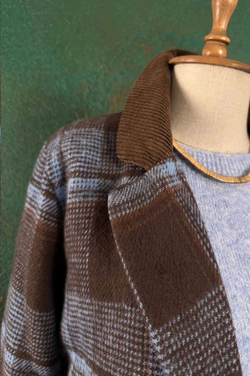 Kadife Yakalı Ekoseli Blazer