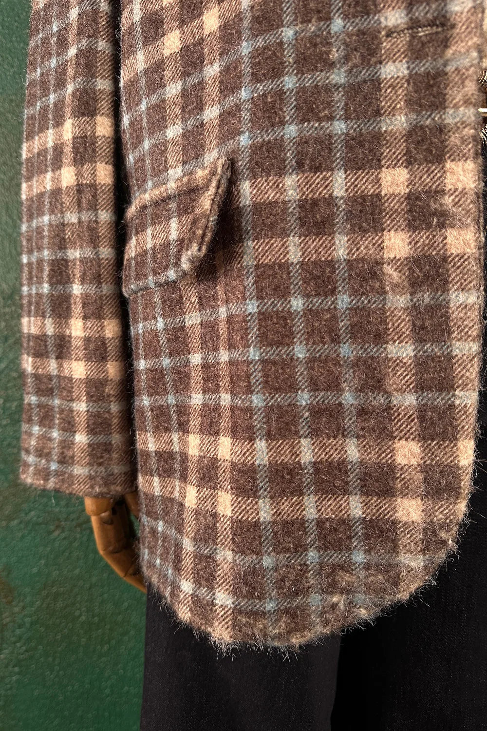 Kadife Yakalı Ekoseli Blazer