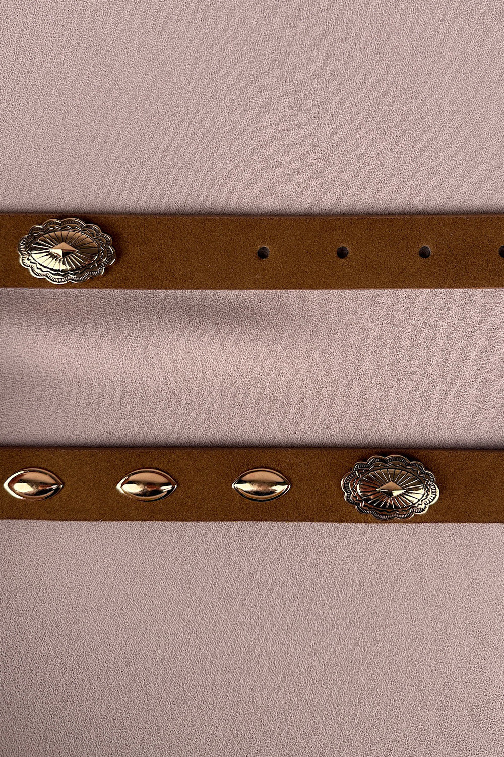 Gold Aksesuarlı Süet Kemer