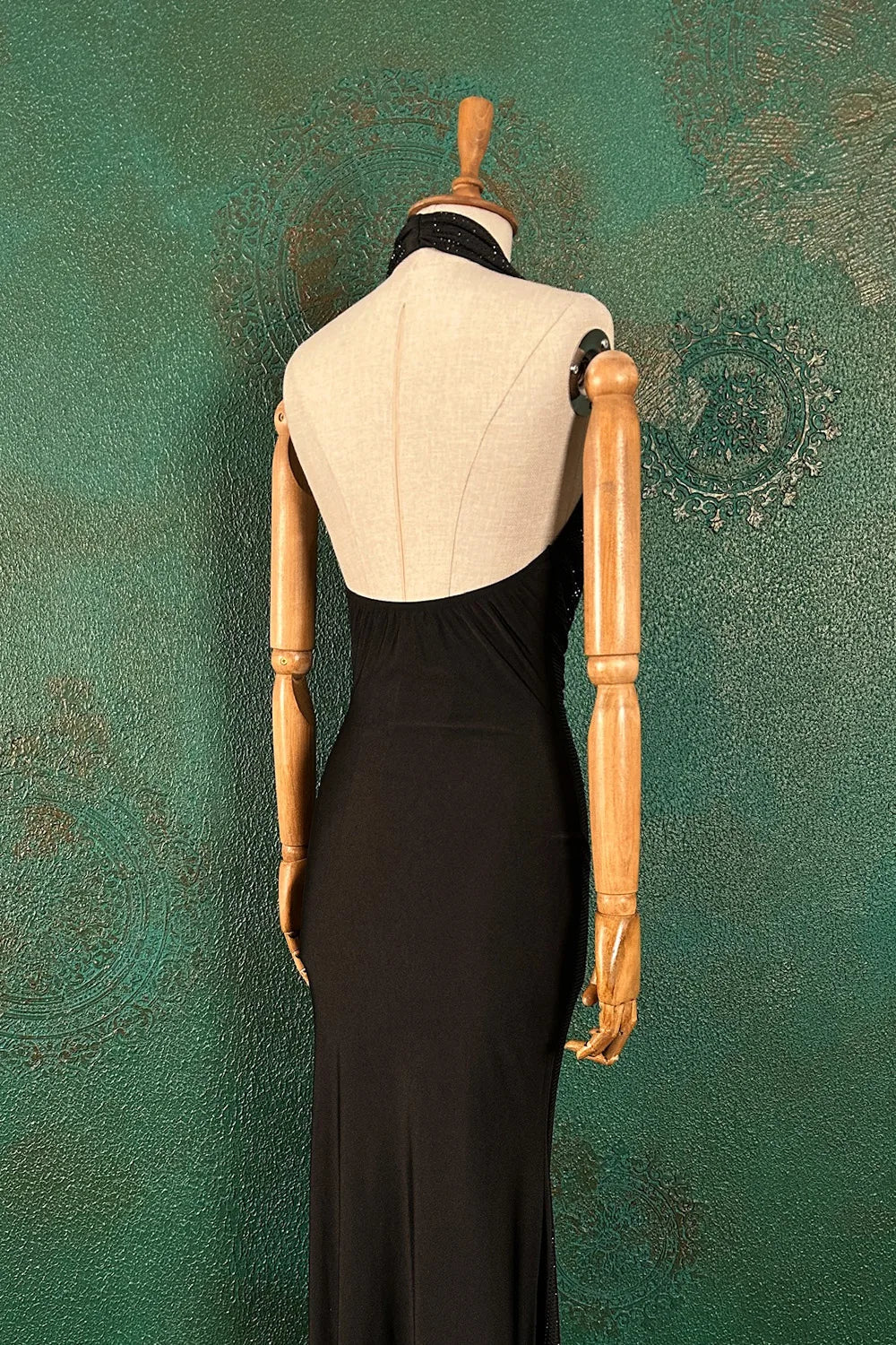 Boyundan Bağlamalı Taşlı Elbise