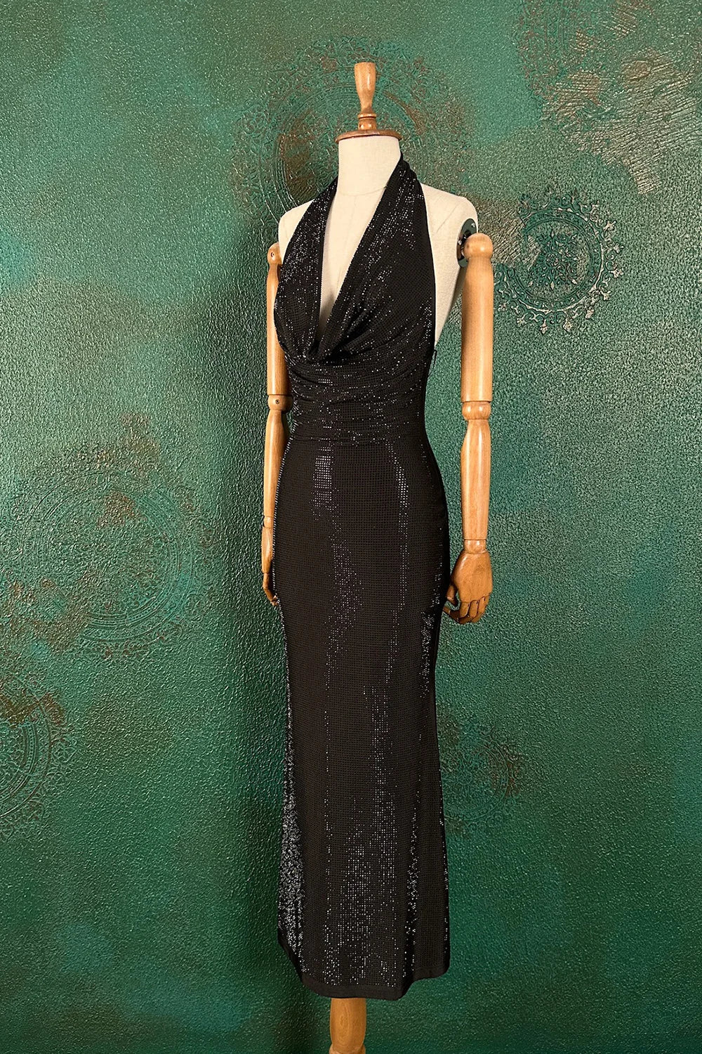 Boyundan Bağlamalı Taşlı Elbise