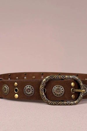 Concho Detaylı Süet Kemer