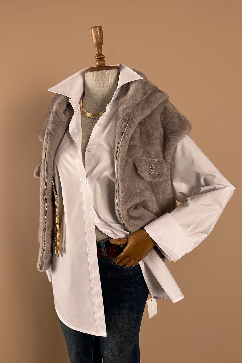 Kapüşonlu Kürk Yelek