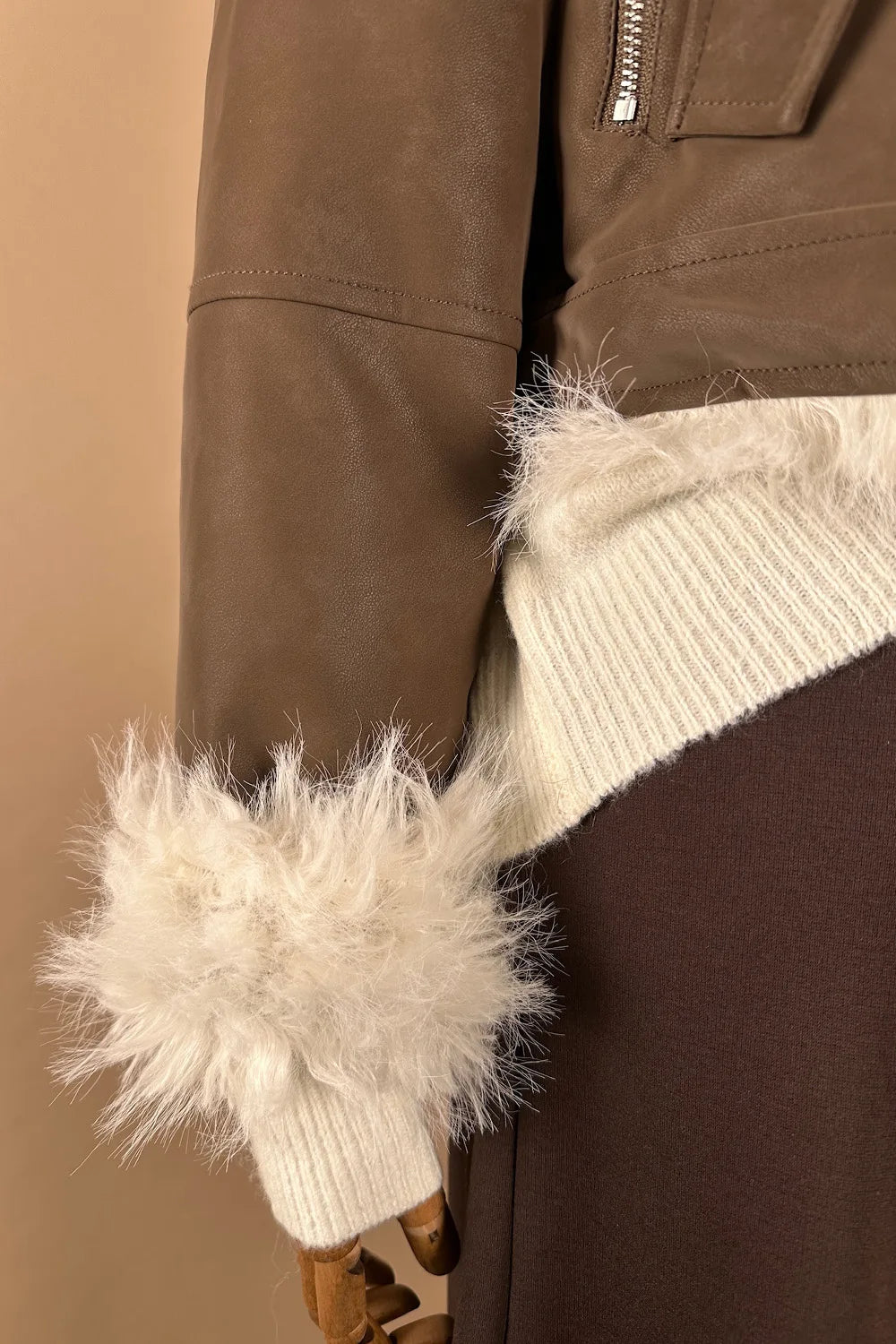 Çift Taraflı Kürklü Deri Ceket