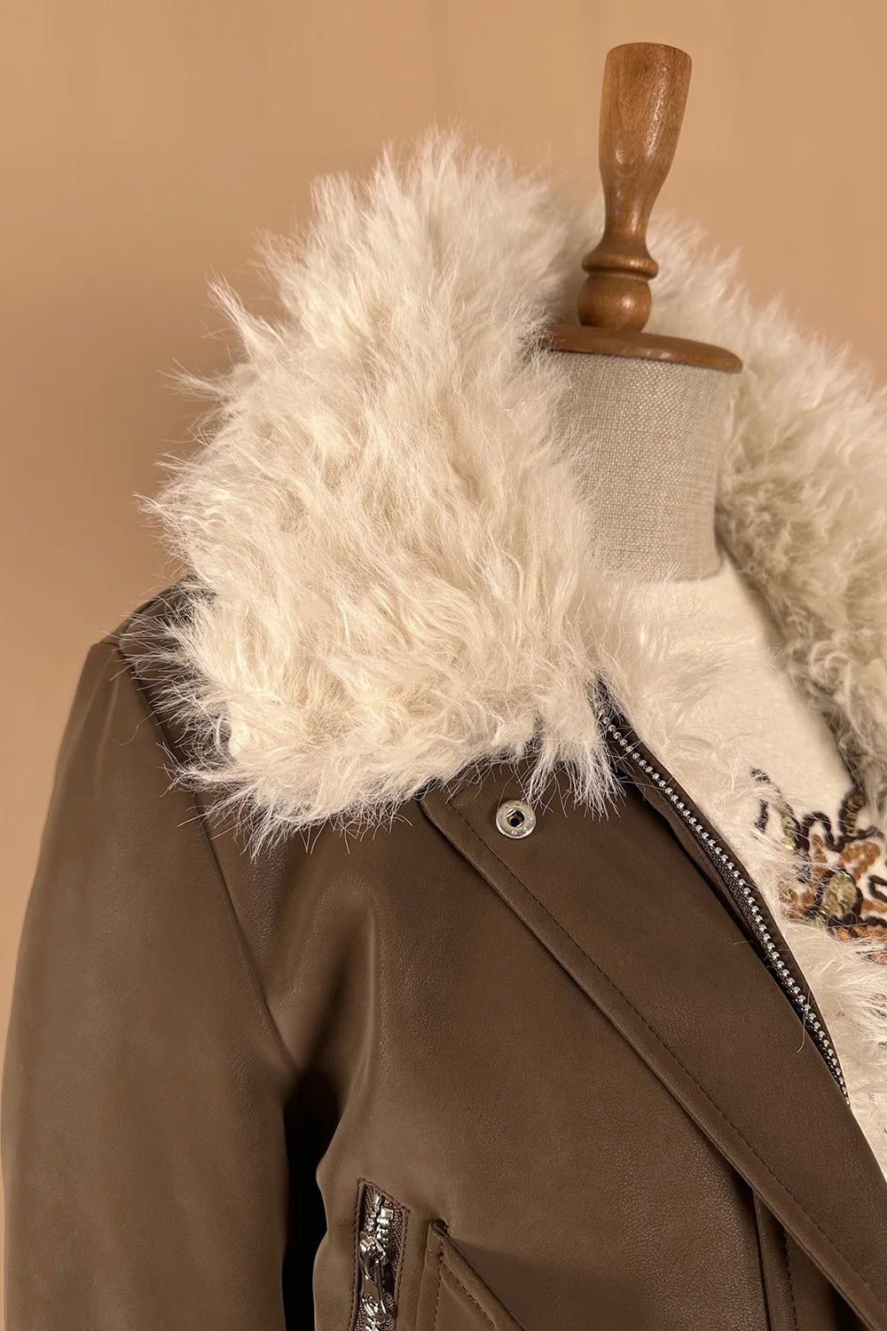 Çift Taraflı Kürklü Deri Ceket