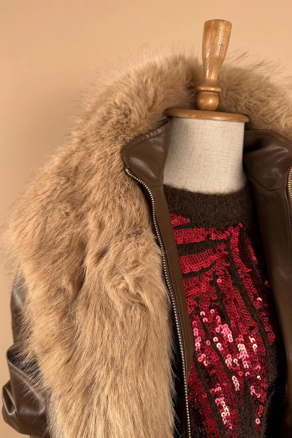 Kürk Yakalı Deri Mont