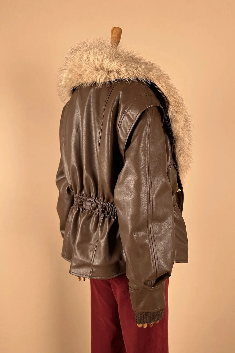 Kürk Yakalı Deri Mont