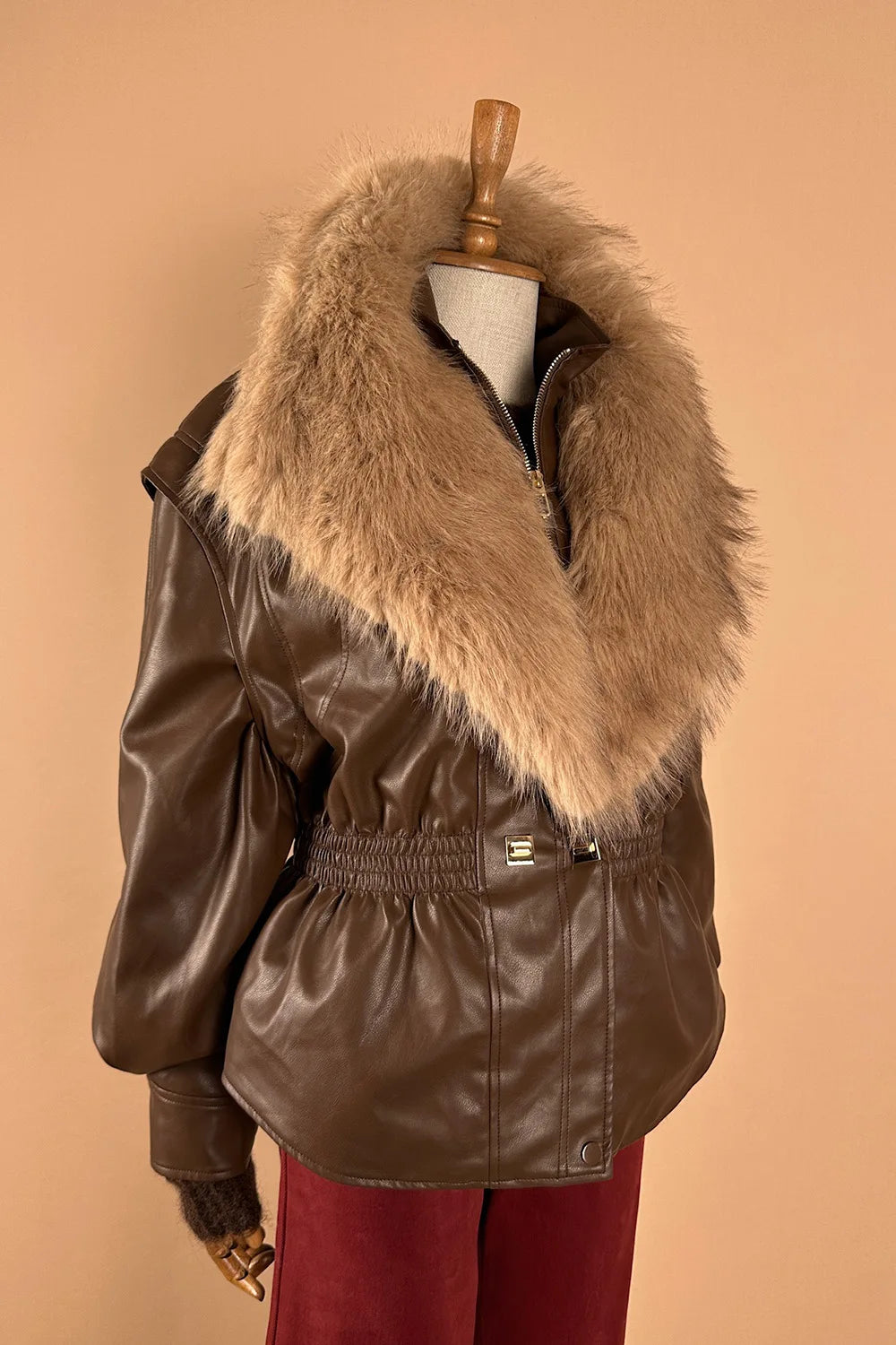 Kürk Yakalı Deri Mont
