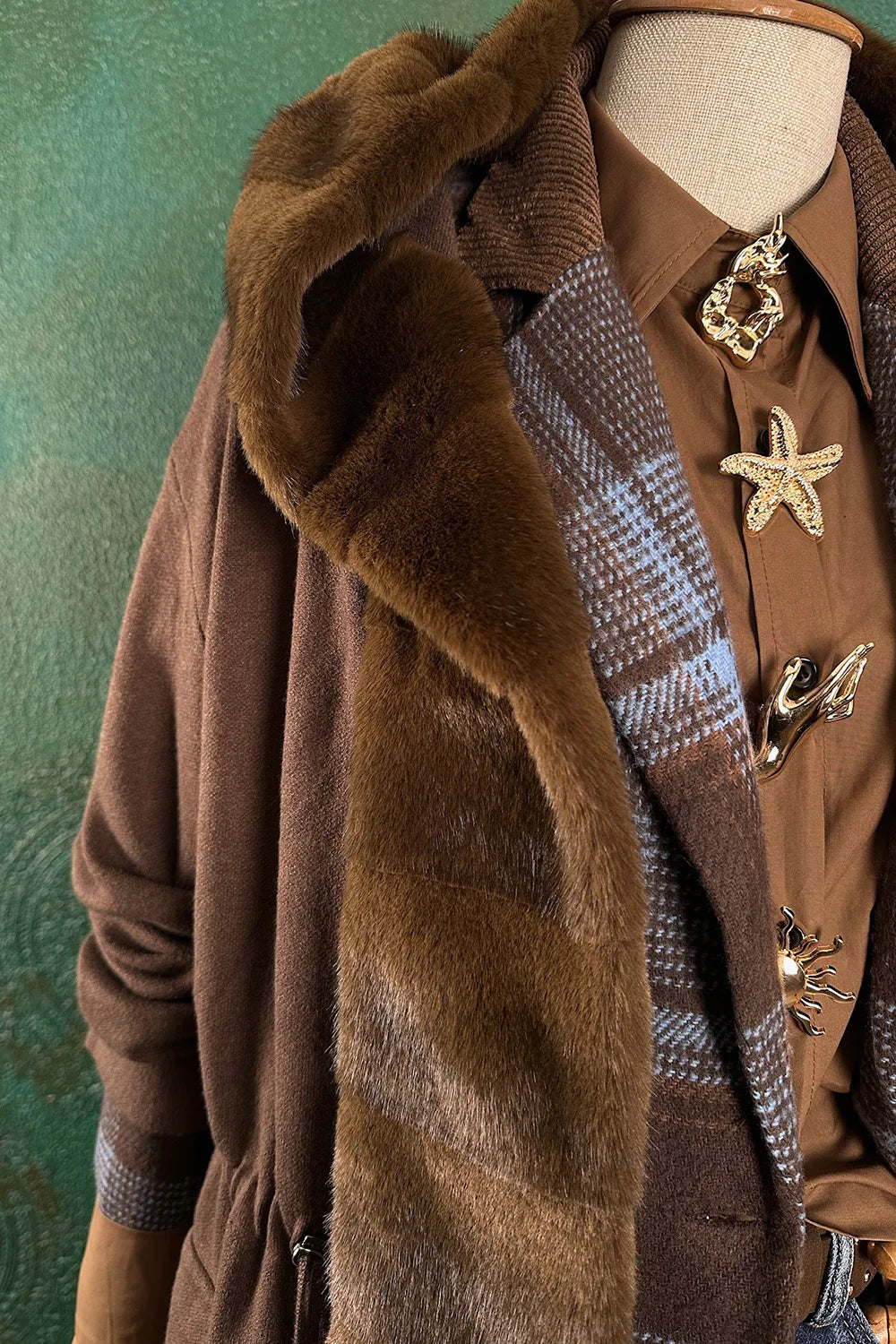 Kürk Detaylı Uzun Triko Ceket