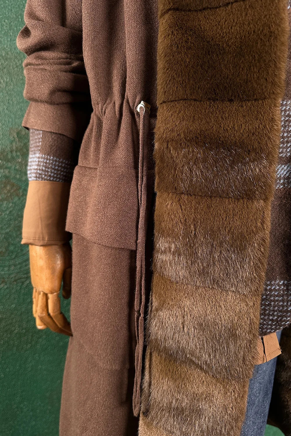 Kürk Detaylı Uzun Triko Ceket