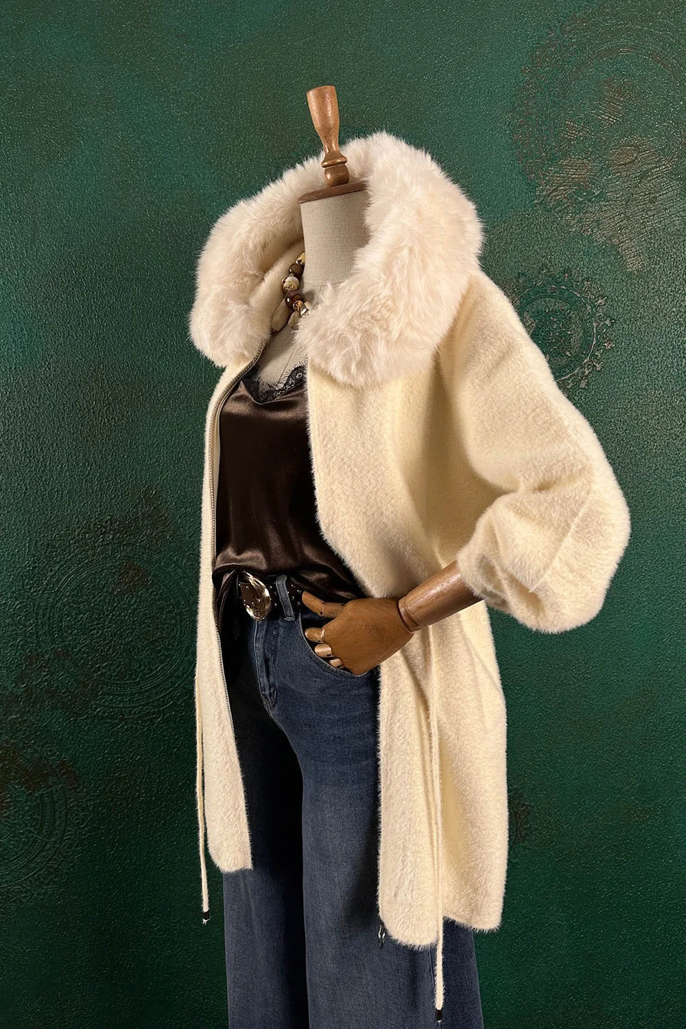 Kürk Yakalı Angora Ceket