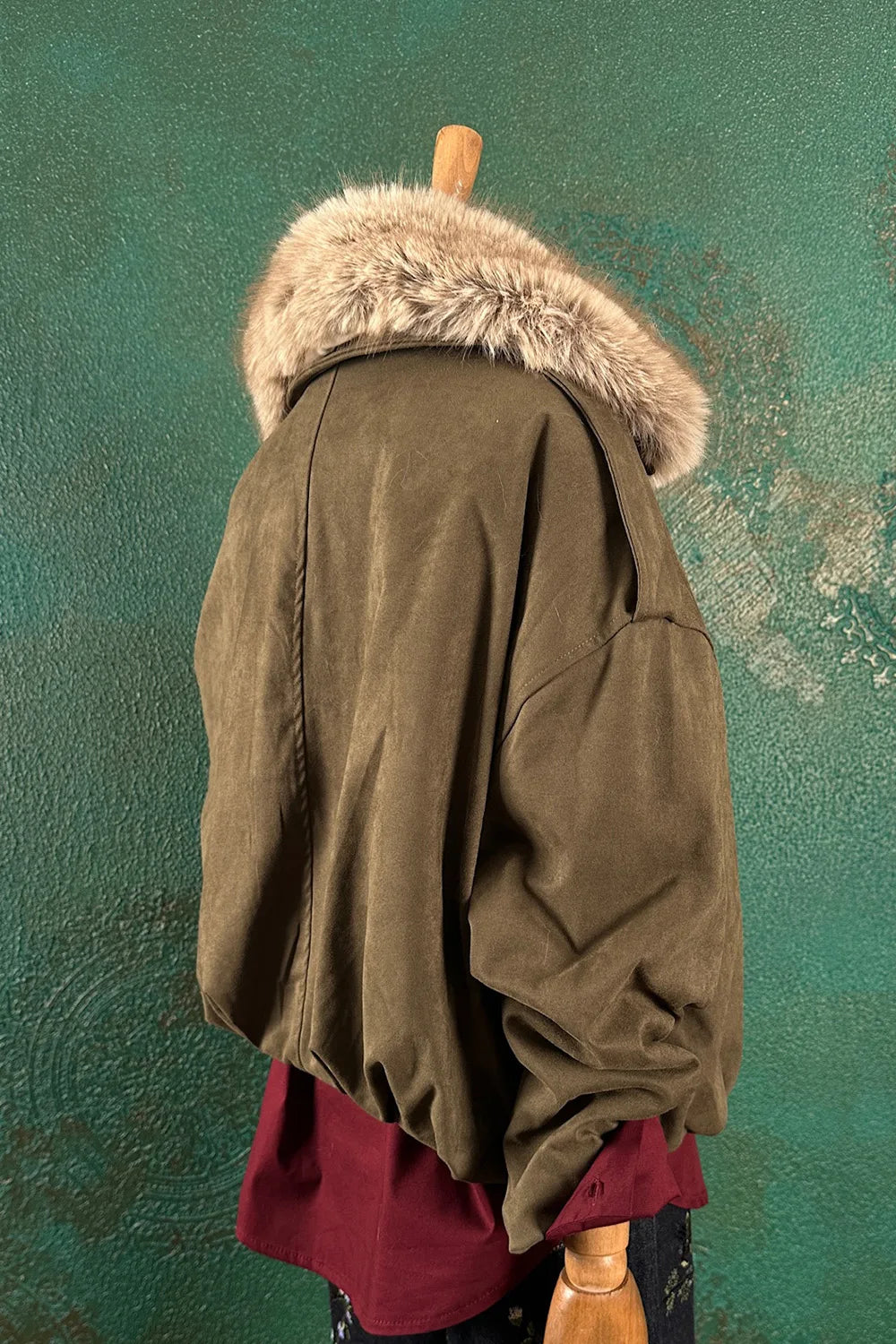 Kürk Yakalı Nubuk Ceket