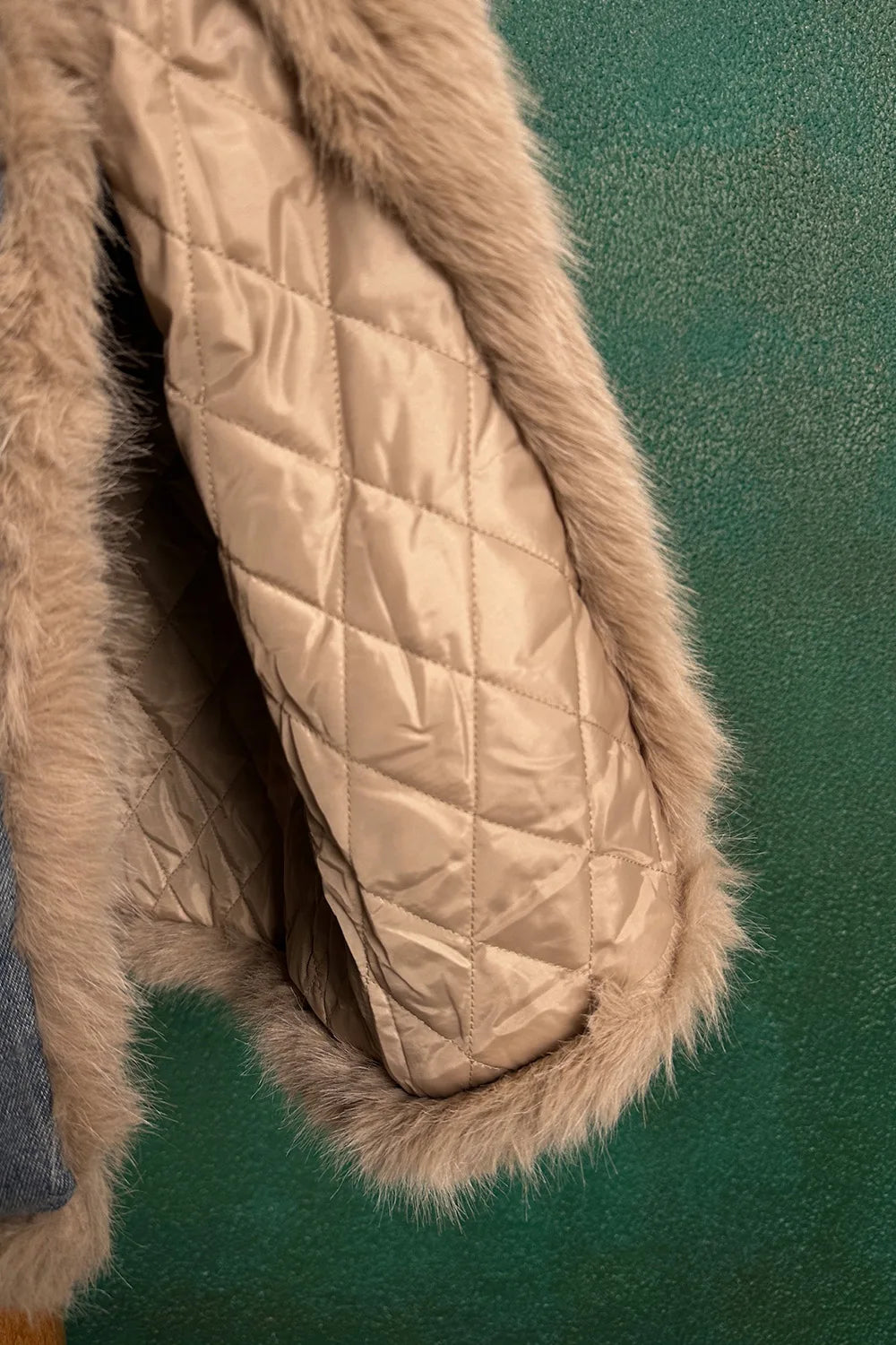 Kürk Detaylı Denim Kaban