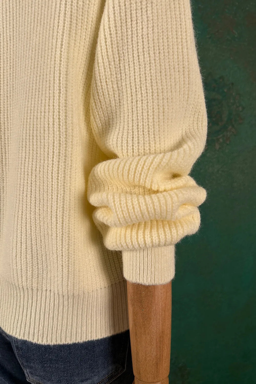 Denim Detaylı Triko Ceket