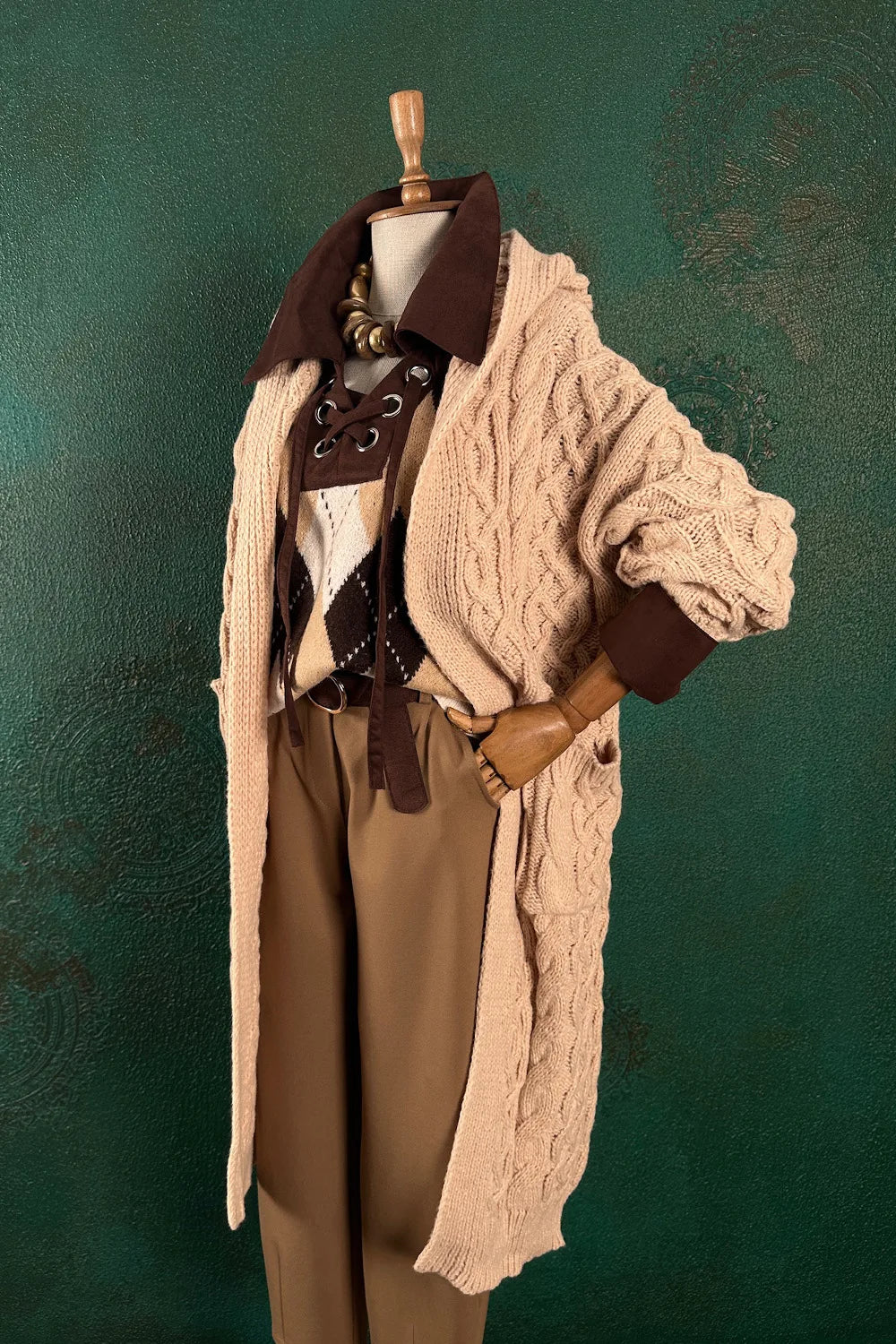 Örgü Detaylı Triko Ceket