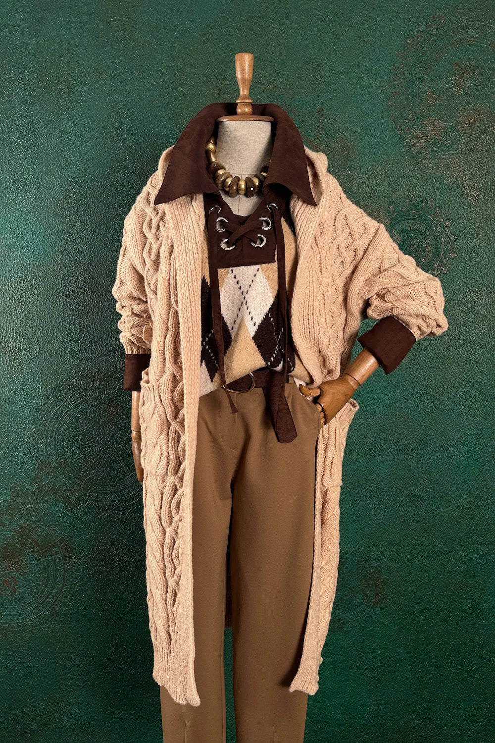 Örgü Detaylı Triko Ceket