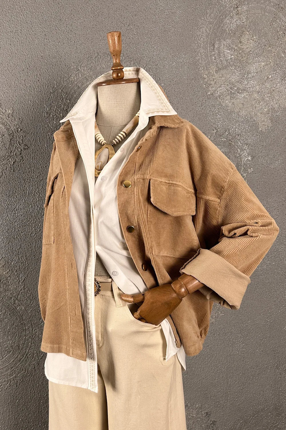 Fitilli Kadife Oversize Ceket
