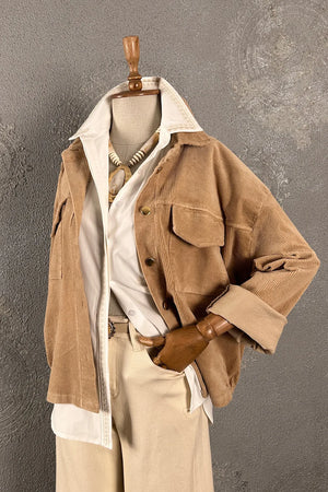 Fitilli Kadife Oversize Ceket