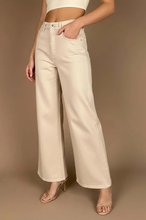 Yüksek Belli Canvas Pantolon