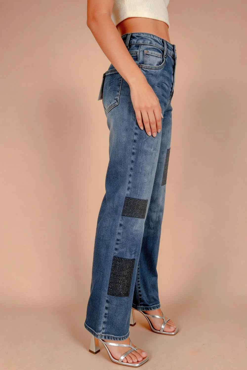 Taşlı Straight Jean