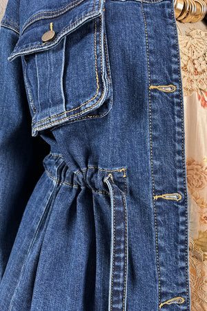Kemer Detaylı Denim Ceket