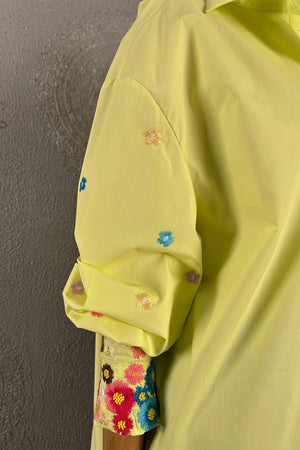 Çiçek Nakışlı Oversize Gömlek