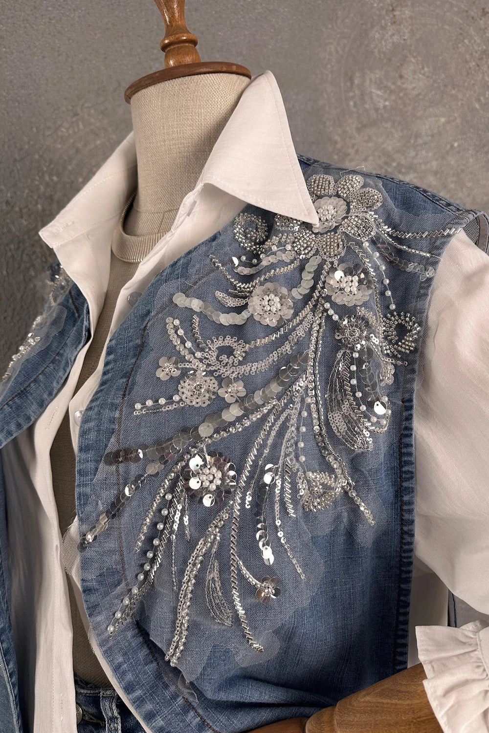 Payetli Yelek Gömlek İkili Takım