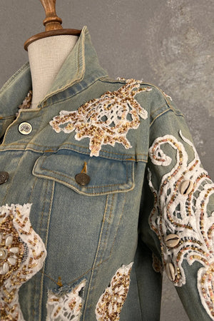 Dantel Detaylı Denim Ceket