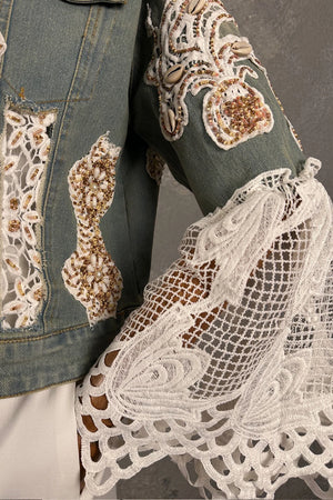 Dantel Detaylı Denim Ceket