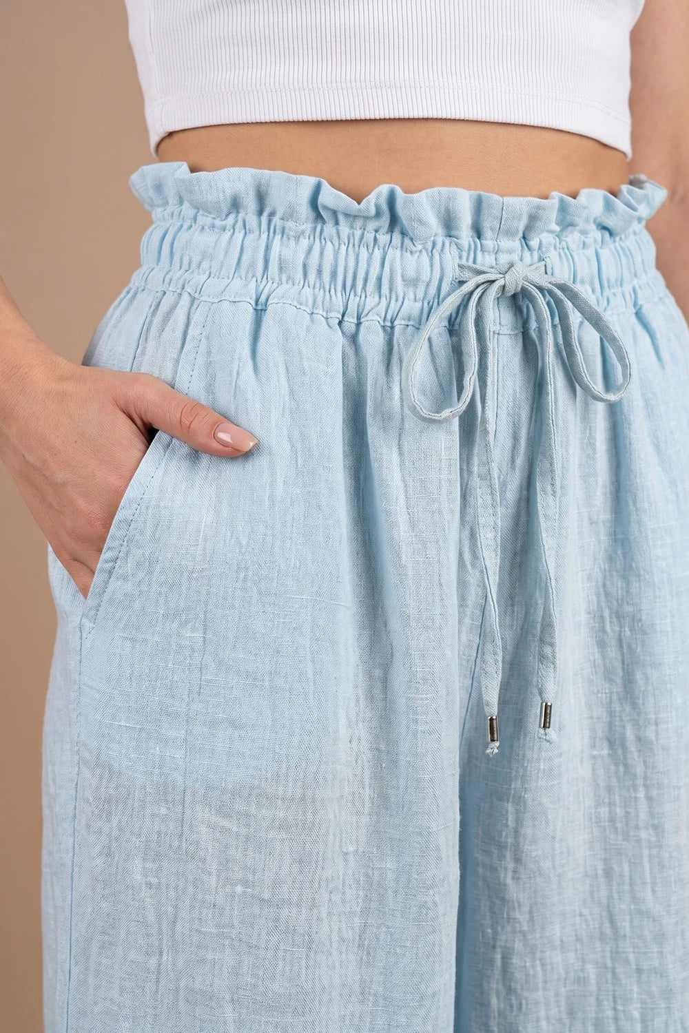 Geniş Paçalı Keten Pantolon