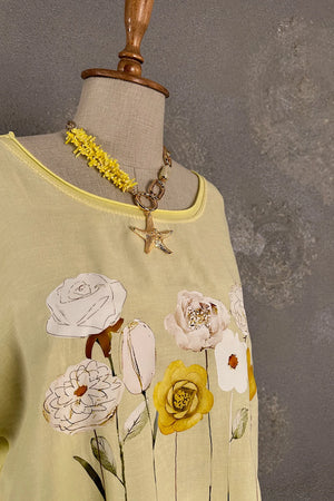 Çiçek Baskılı Oversize T-shirt