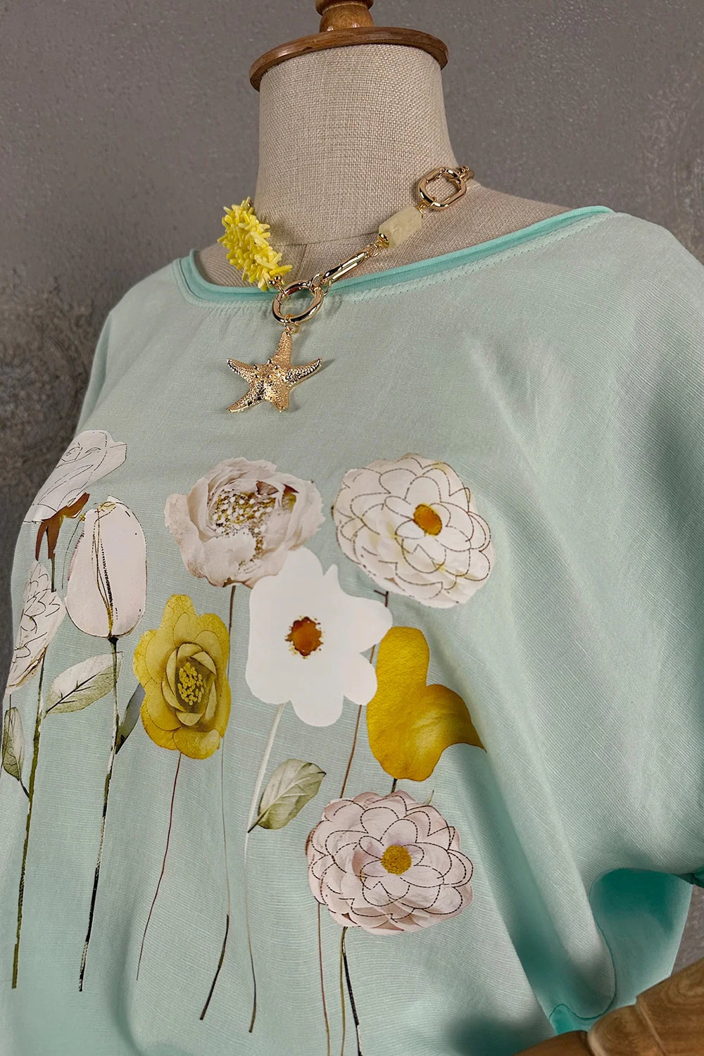 Çiçek Baskılı Oversize T-shirt