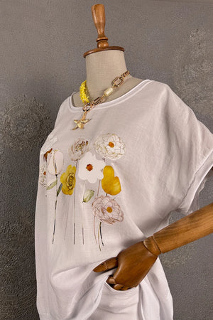 Çiçek Baskılı Oversize T-shirt