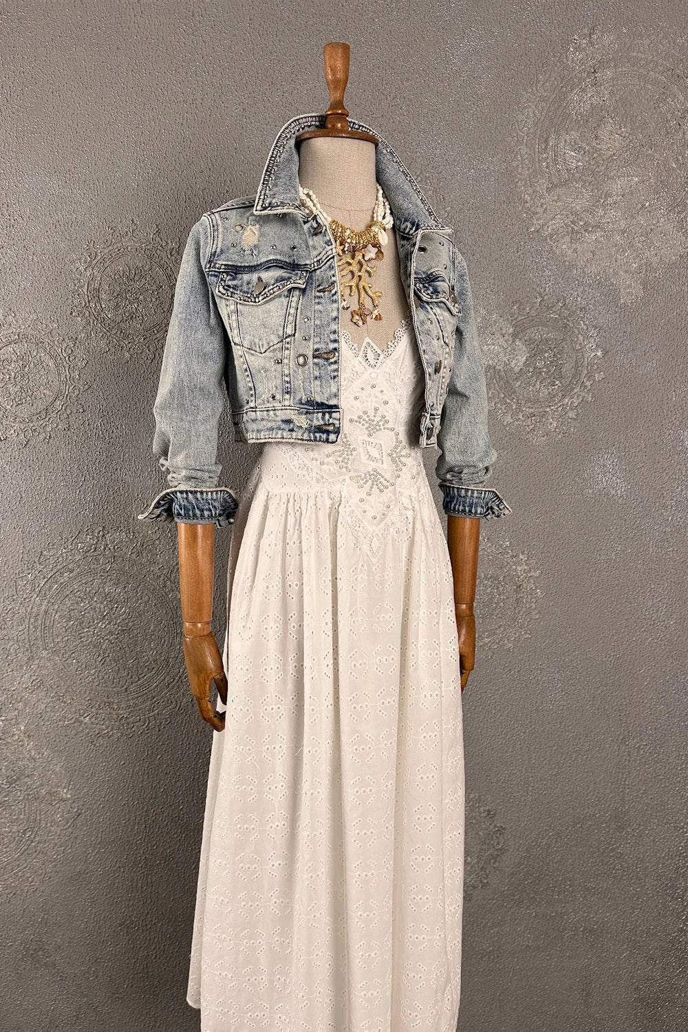 Zımbalı Crop Denim Ceket