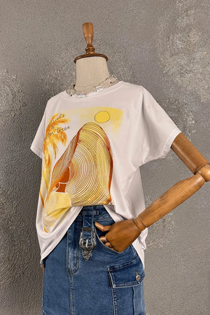 Simli Baskılı T-shirt