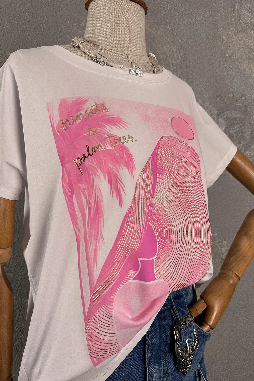 Simli Baskılı T-shirt