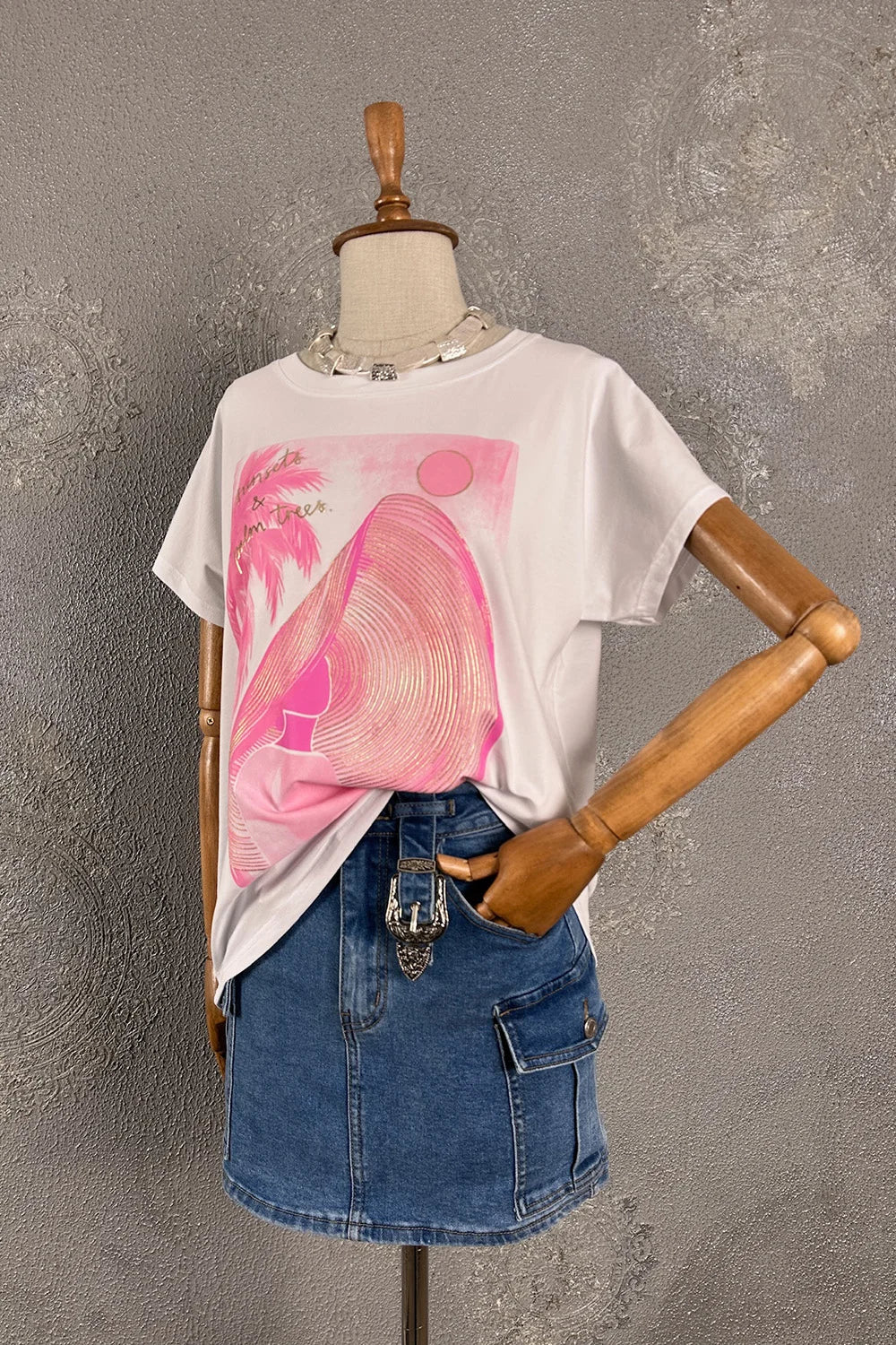 Simli Baskılı T-shirt