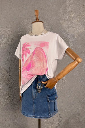 Simli Baskılı T-shirt