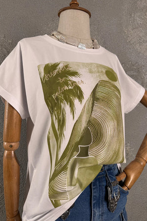 Simli Baskılı T-shirt